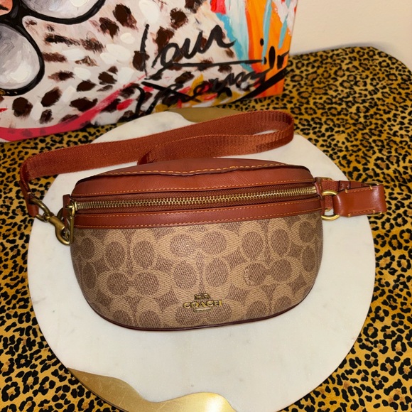 Coach Handbags - Coach Brown Signature Crossbody Bag